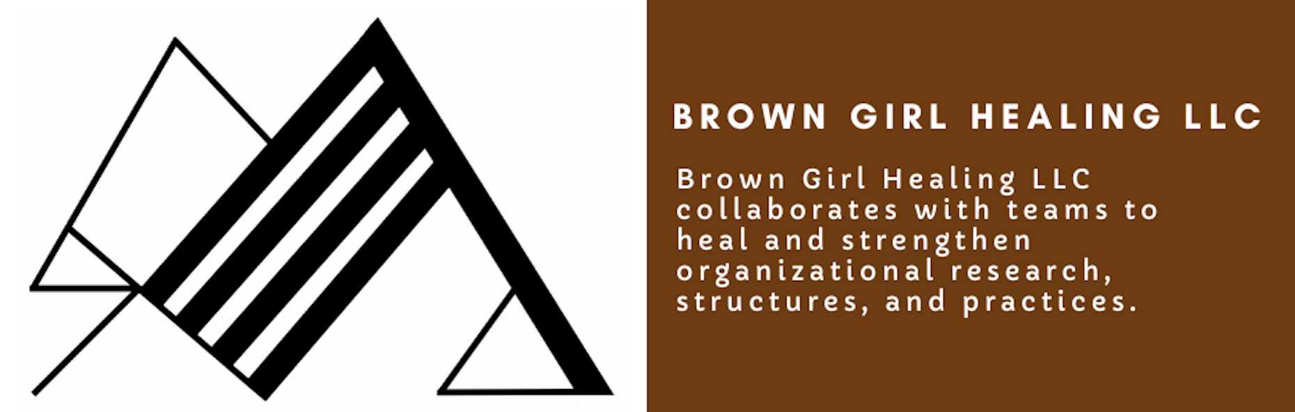 Brown Girl Healing Logo - Mountains in Black and white .